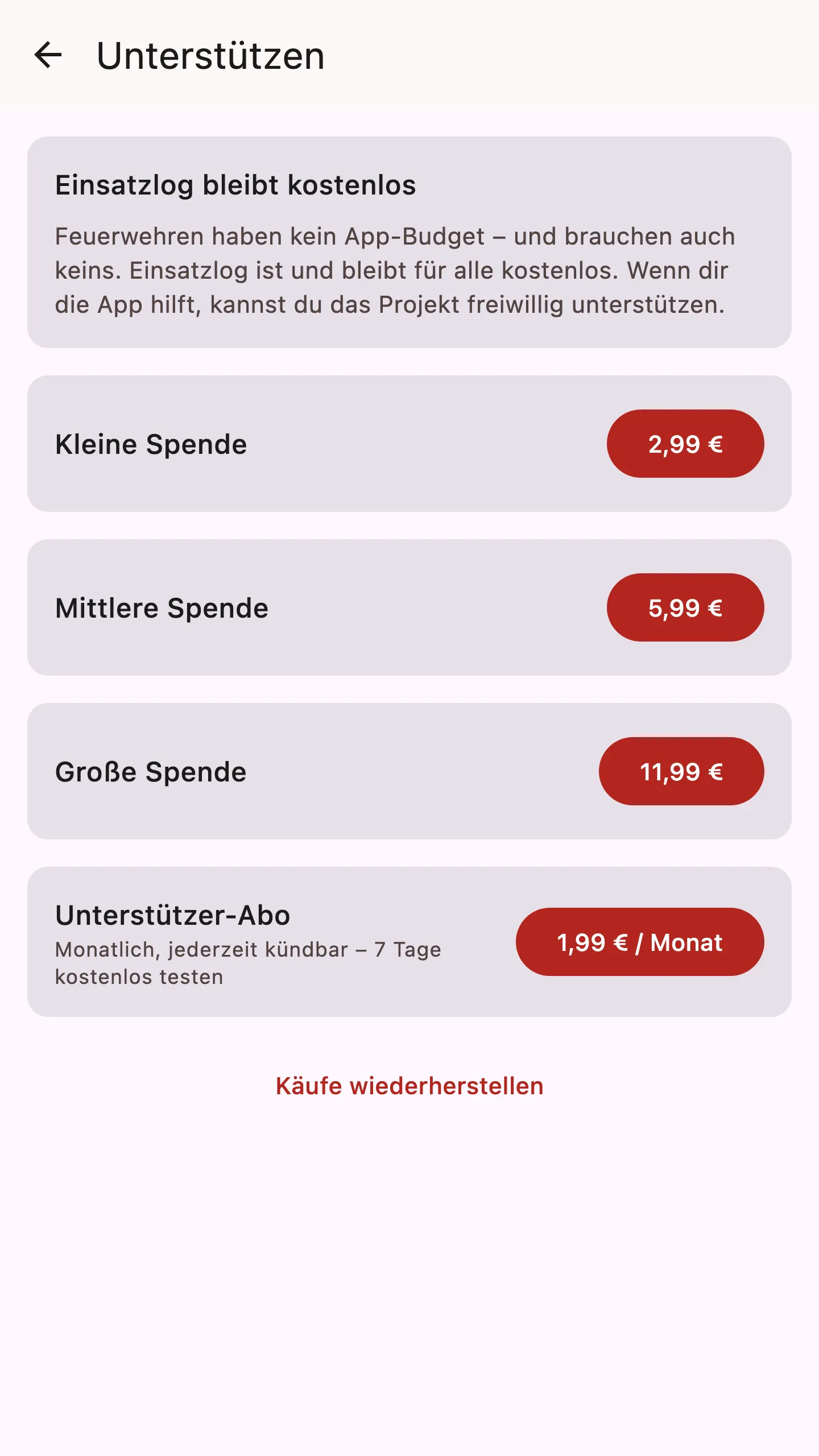 Unterstützen: freiwillig, nie blockierend